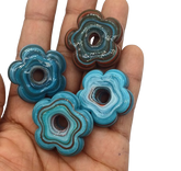 FLOWER SHAPED FURNACE GLASS BEADS- 30X10 MM PER PACKET OF 4 PCS- (FL-001)